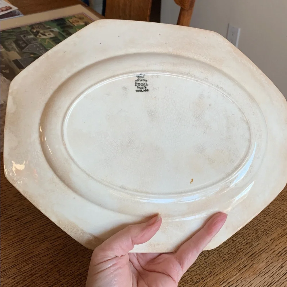 Rare Vintage Royal Ducal gorgeous primrose and roses oblong octagon serving tray - Picture 7 of 8